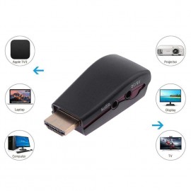 HDMI Male to VGA Female Video Converter Adapter with USB Audio CableBlack