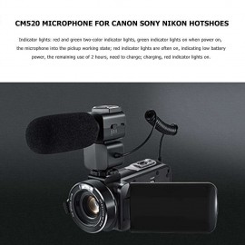 CM-520 External Microphone Cardioid Condenser Mic for Canon Nikon Hot Shoe